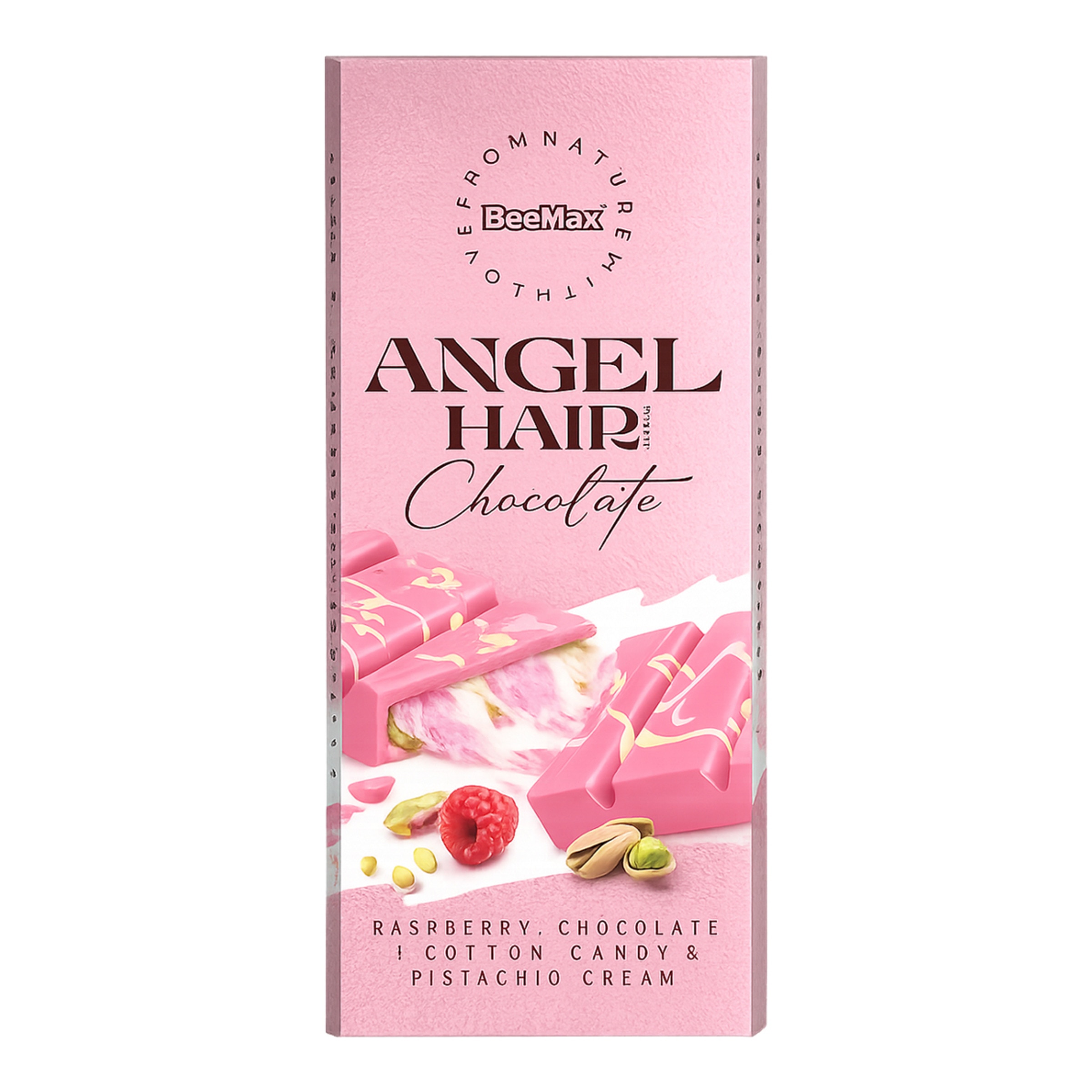 Imagen 0 de Tableta de chocolate con leche, fresa y relleno de cabello de ángel Beemax
