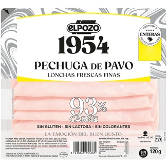 Edición 1954 pechuga de pavo en lonchas frescas finas sin gluten sin lactosa envase 130 g - Elpozo