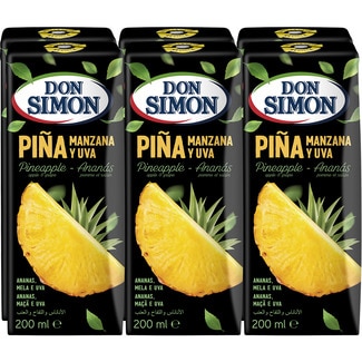 zumo de piña, manzana y uva a partir de concentrado pack 6 briks 200 ml - Don Simon