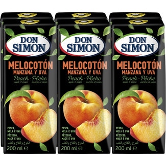 zumo de melocotón, manzana y uva a partir de concentrado pack 6 briks 200 ml - Don Simon
