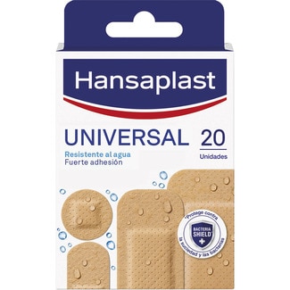 apósito universal 4 tamaños resistente al agua adhesión fuerte caja 20 unidades - Hansaplast