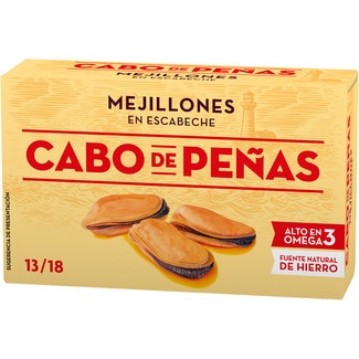mejillones en escabeche de la rías gallegas 13-18 piezas lata 69 g neto escurrido - Cabo De Peñas