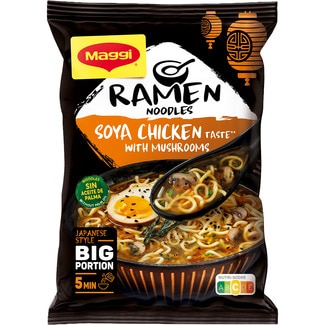 fideos orientales noodles para ramen sabor pollo con setas estilo japonés bolsa 90 g sin aceite de palma - Maggi