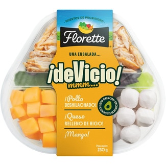 ensalada Exótica Devicio con pollo deshilachado, queso relleno de higo y mango tarrina 230 g - Florette