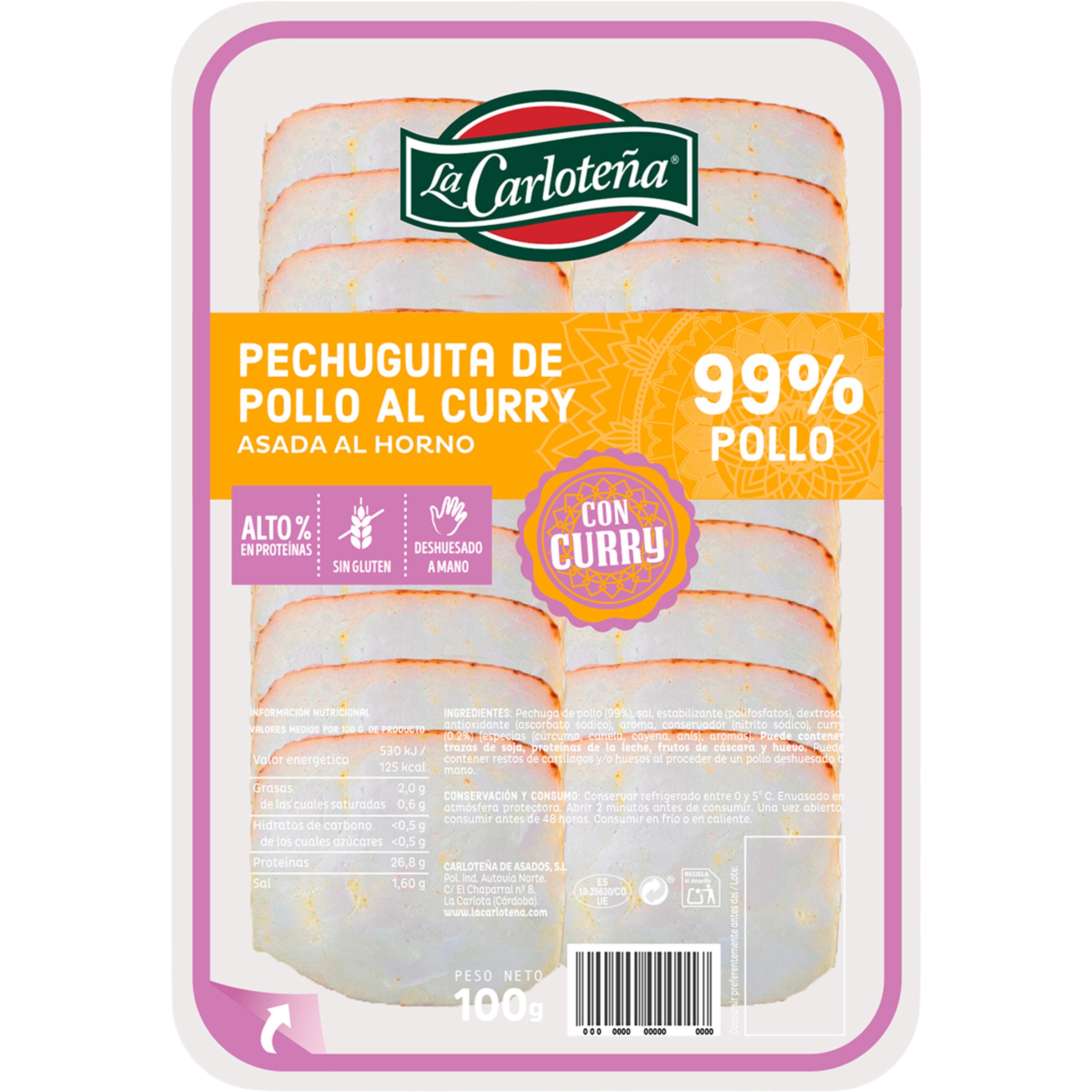 pechuguita de pollo al curry asada al horno envase 100 g sin gluten