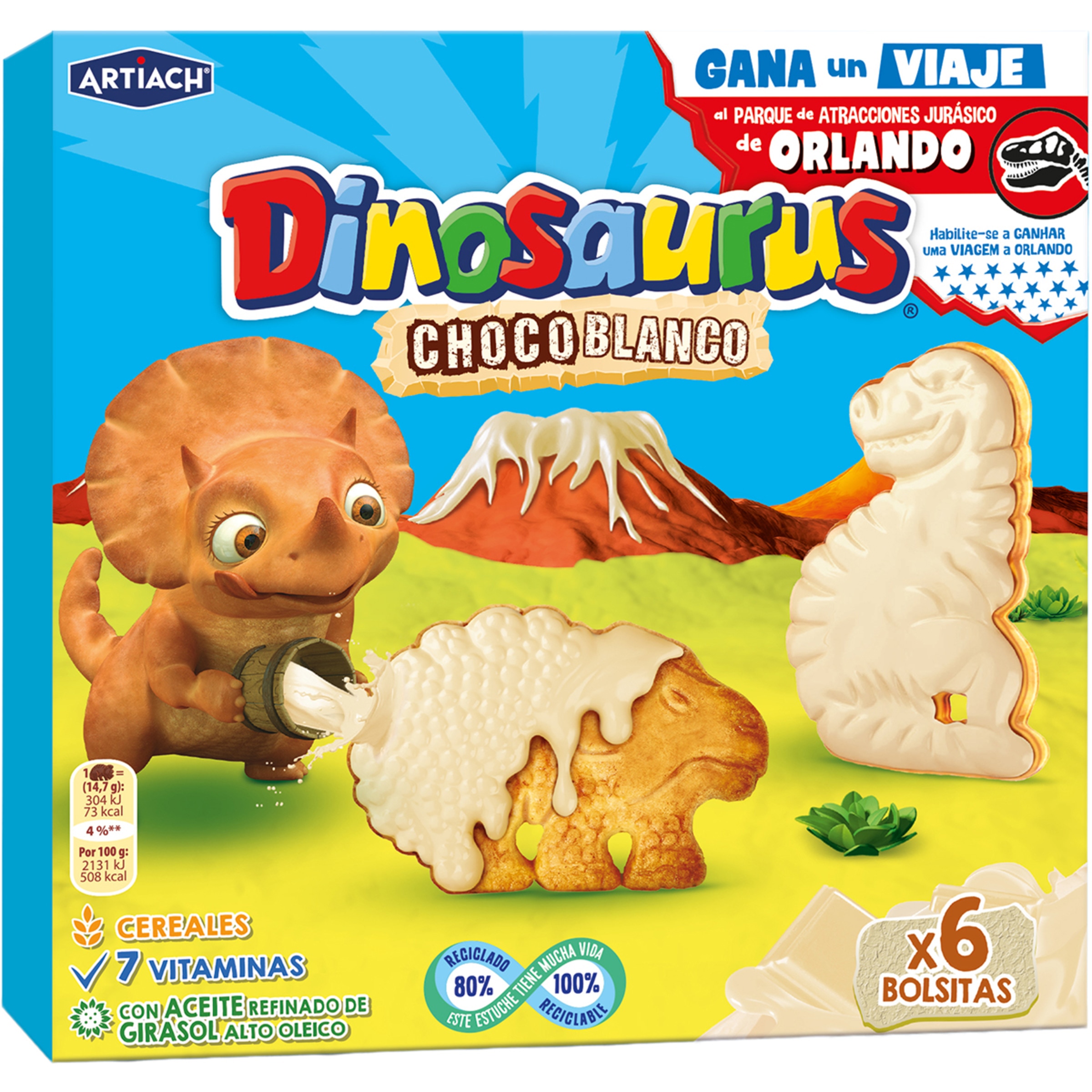 galletas con chocolate blanco 6 bolsitas estuche 264 g