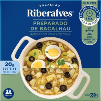 Preparado de Bacalhau Refogado Tradicional com Azeitonas embalagem 350 g - Riberalves
