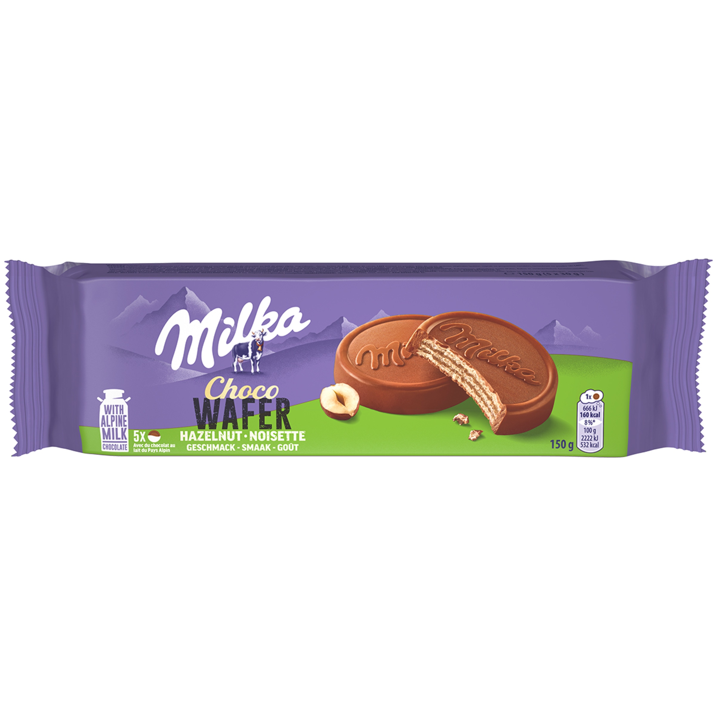 Bolacha Wafer Avelã embalagem 150 g