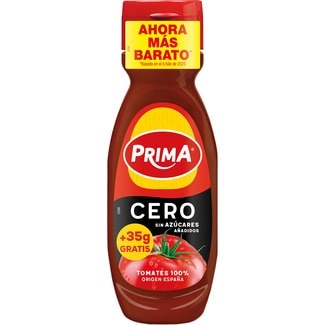 ketchup Cero sin azúcares añadidos bote 300 g - Prima