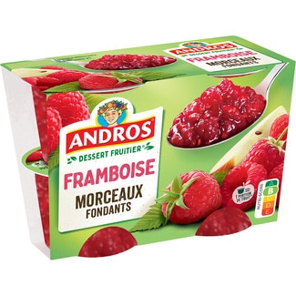 postre de frambuesa con trozos pack 4 unidades 100 g - Andros