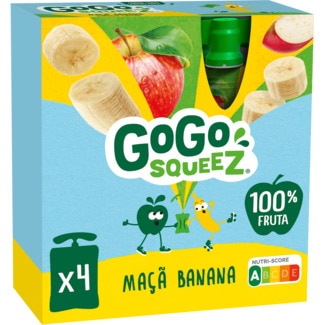 Maçã e banana Pack 4 unidades embalagem 90 g - Gogo Squeez