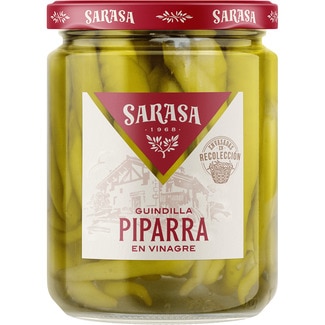 guindillas piparra en vinagre frasco 150 g neto escurrido - Sarasa