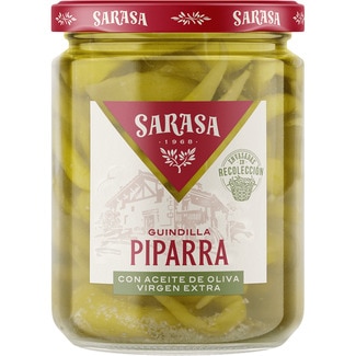 guindillas piparra en aceite de oliva virgen extra frasco 190 g neto escurrido - Sarasa