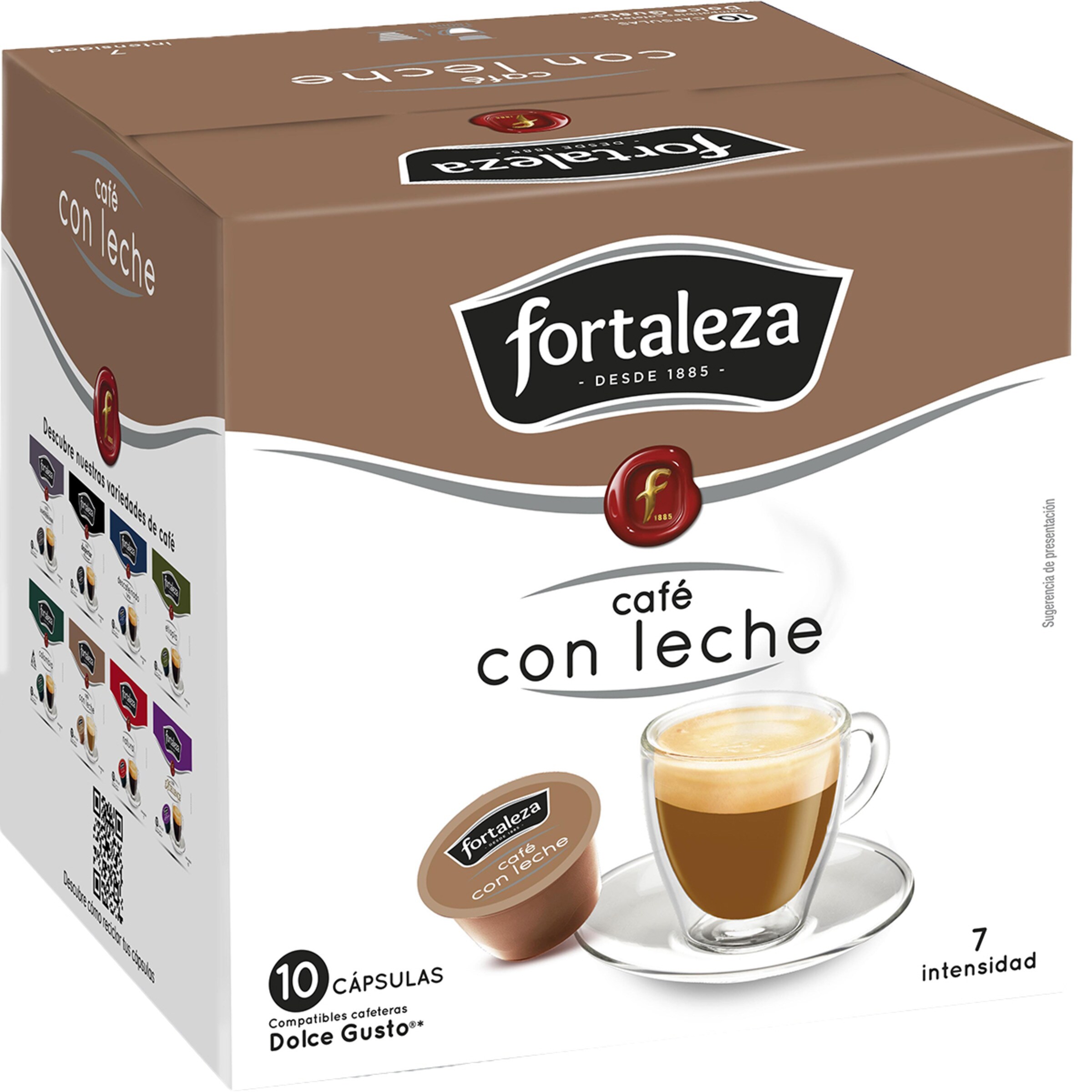 café con leche intensidad 7 estuche 10 capsulas compatibles con cafeteras Dolce Gusto