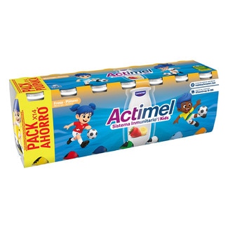 Kids L. Casei con fresa y plátano sin gluten pack 14 unidades 100 g pack ahorro - Danone Actimel