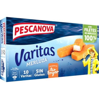 varitas de merluza empanadas sin gluten 10 unidades estuche 300 g - Pescanova