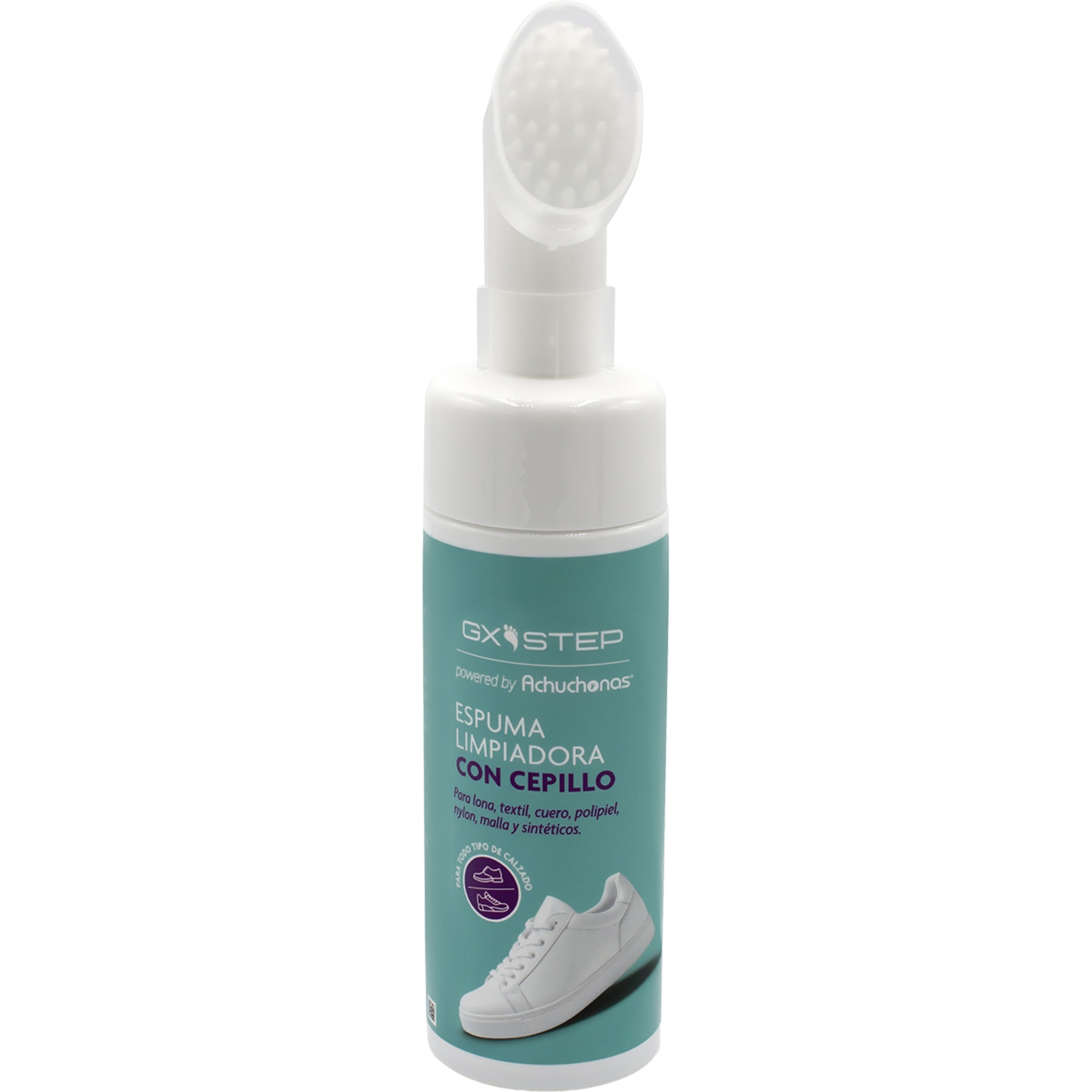 espuma limpiadora con cepillo para calzado lana, textil, cuero, polipiel, nylon, malla... dosificador 150 ml