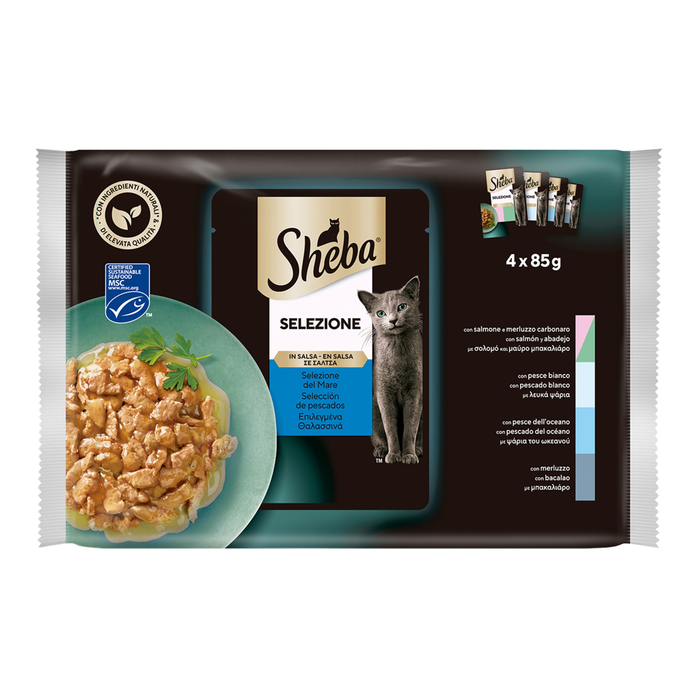 Imagen 0 de Comida húmeda para gatos adultos Sheba Selección pescado en salsa 4 x 85 g