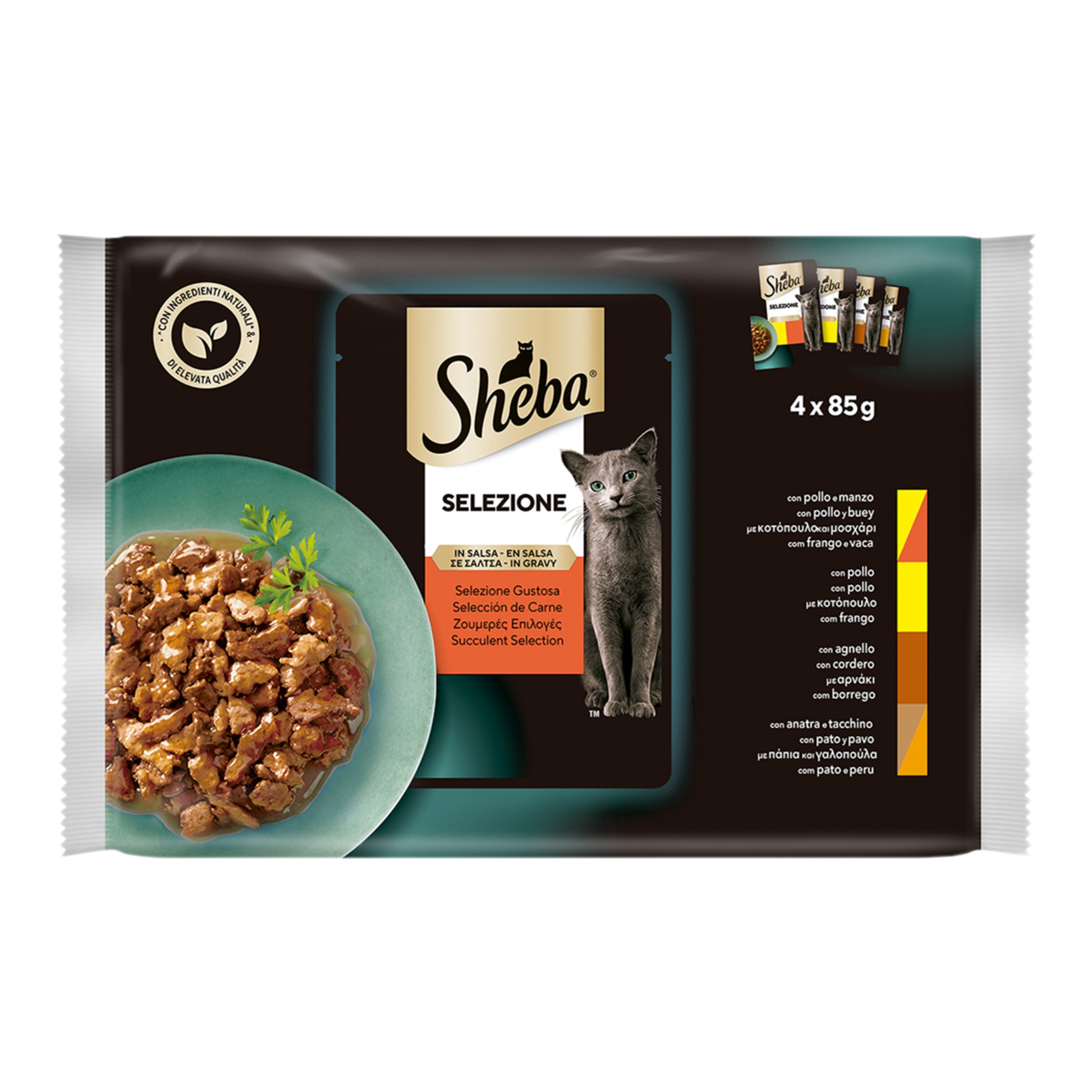 Imagen 0 de Comida húmeda para gatos adultos Sheba Selección de carnes en salsa 4 x 85 g