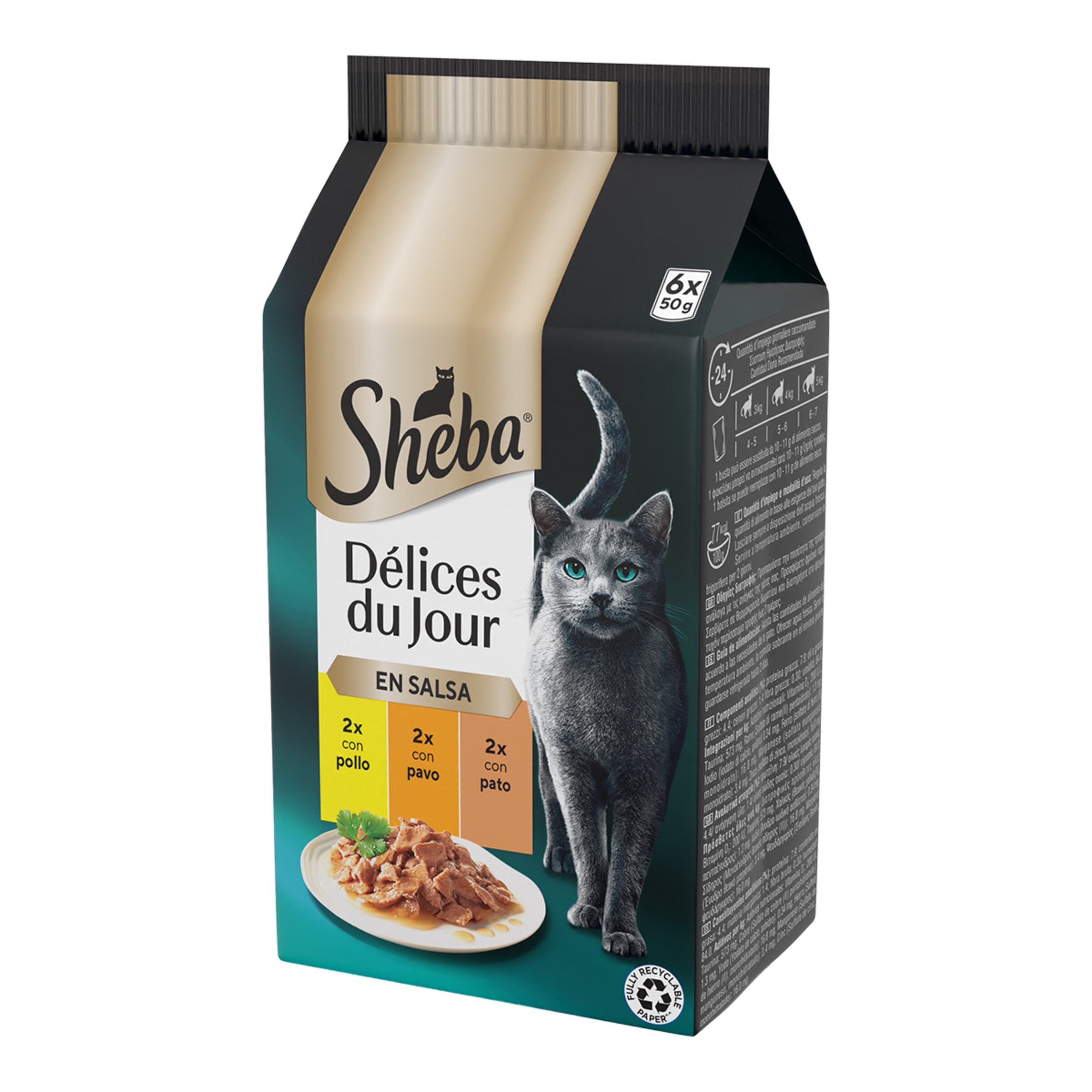 Imagen 0 de Comida húmeda para gatos adultos Sheba Delices Du Jour Selección aves 6x50 g