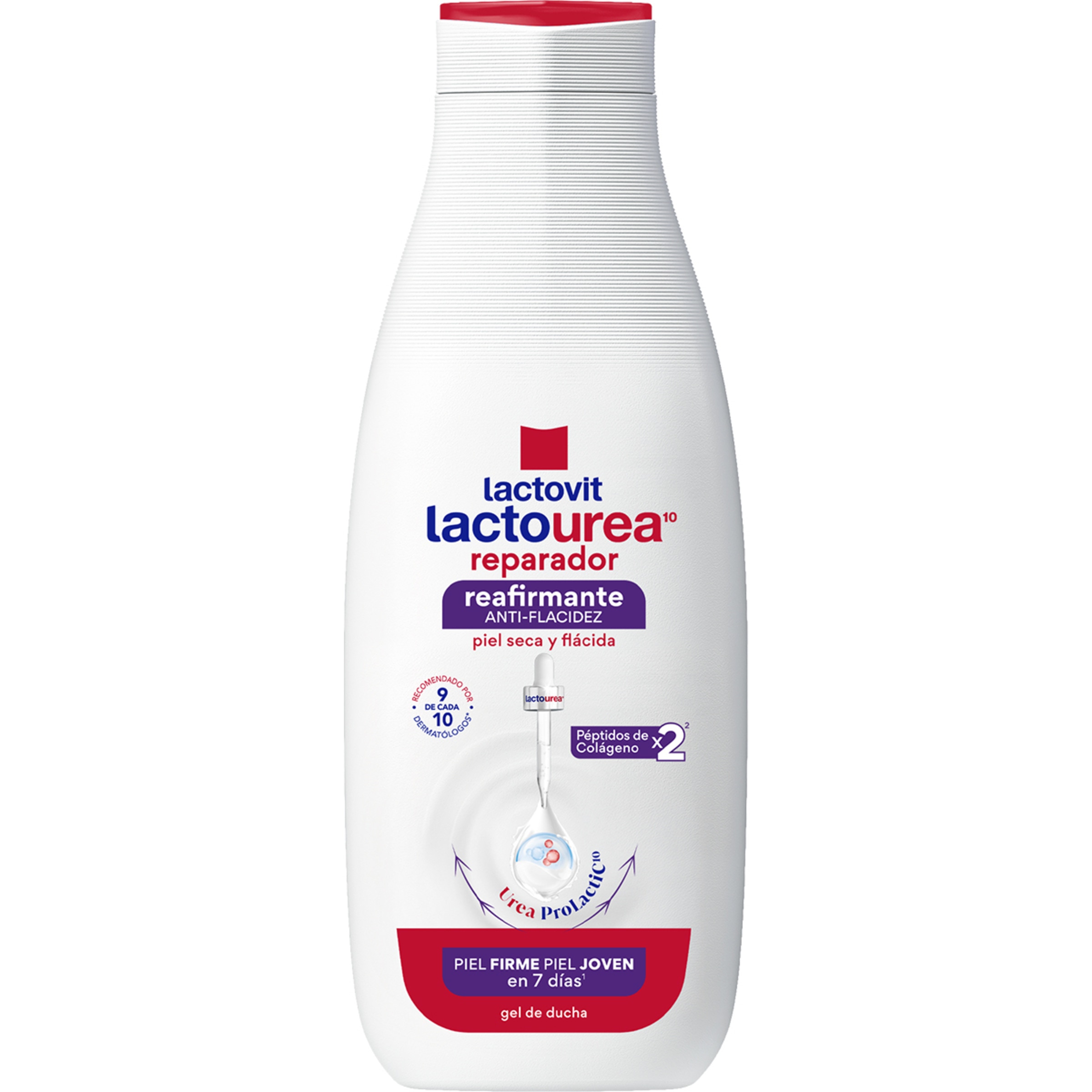 gel de baño Lactourea reparador reafirmante anti-flacidez con Urea ProLactic10 botella 550 ml para piel seca y flácida