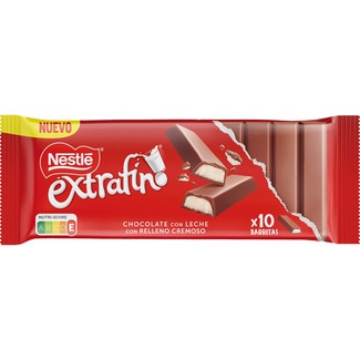 chocolate con leche con relleno cremoso 10 barritas tableta 100 g - Nestle Extrafino