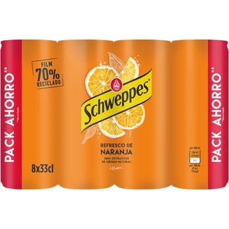 refresco de naranja original con gas pack 8 latas 33 cl - Schweppes