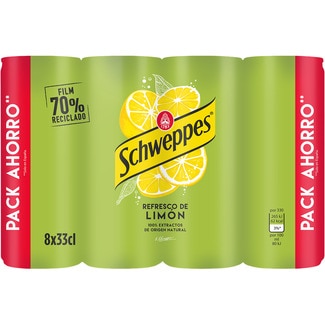 refresco de limón original con gas pack 8 latas 33 cl - Schweppes