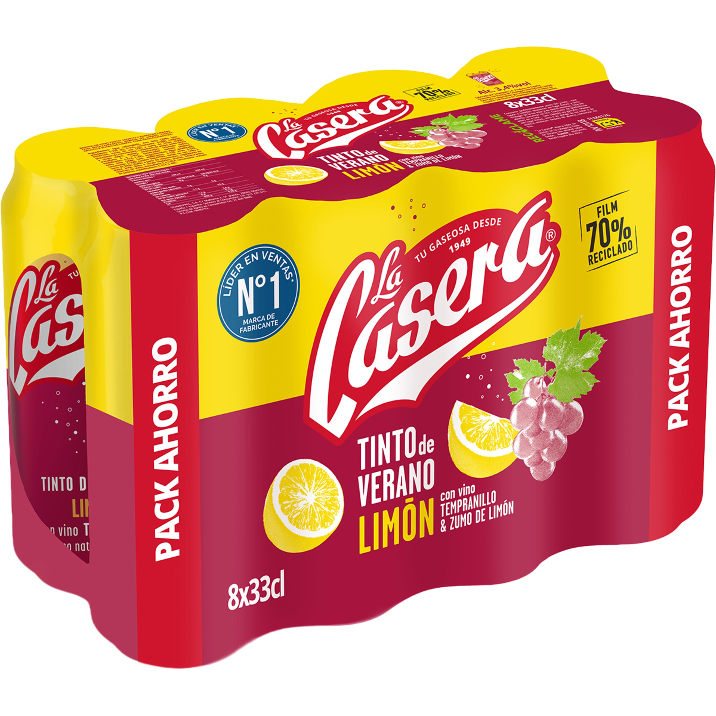 tinto de verano con refresco de limón pack 8 latas 33 cl