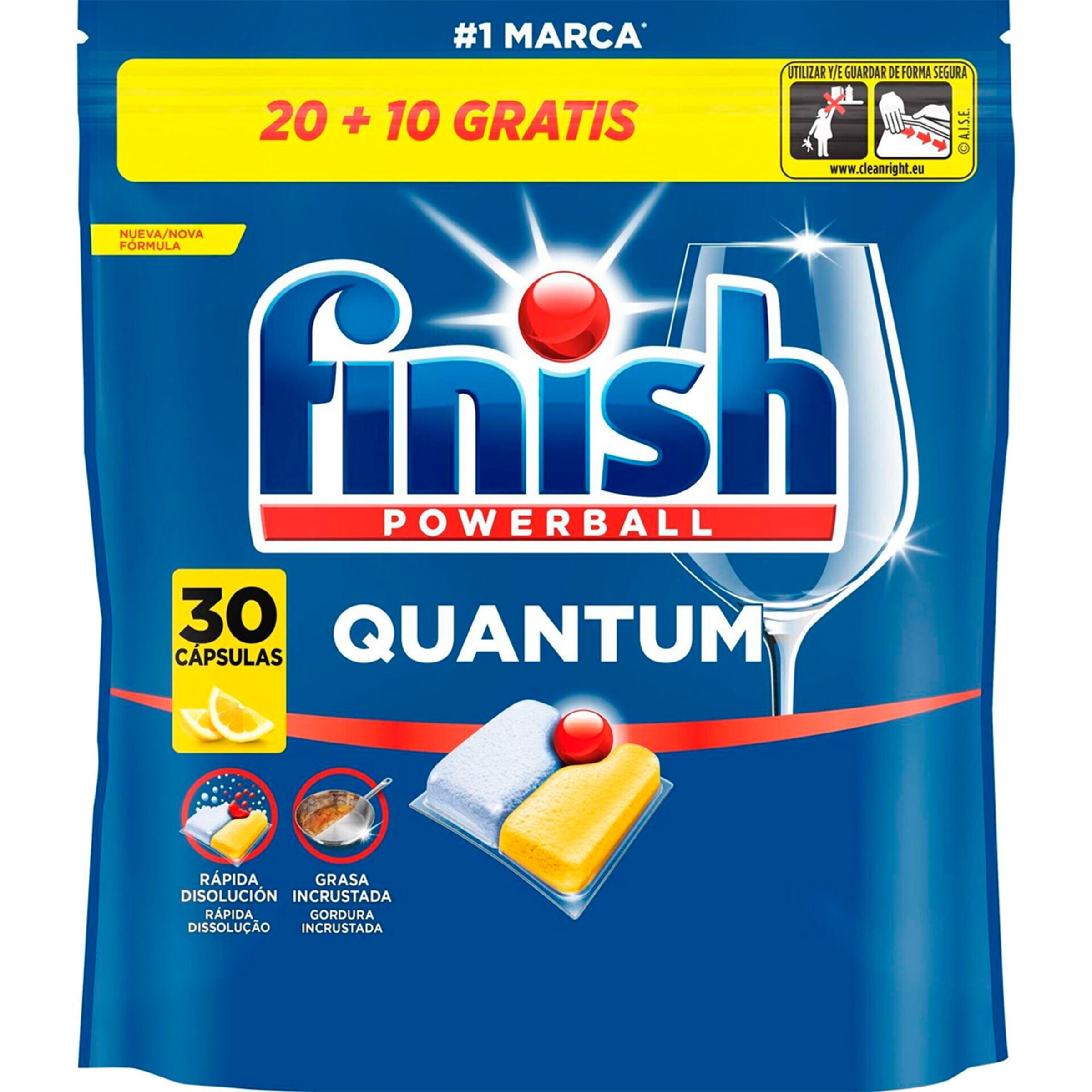 Detergente Máquina Loiça Pastilhas Quantum embalagem 30 unidades