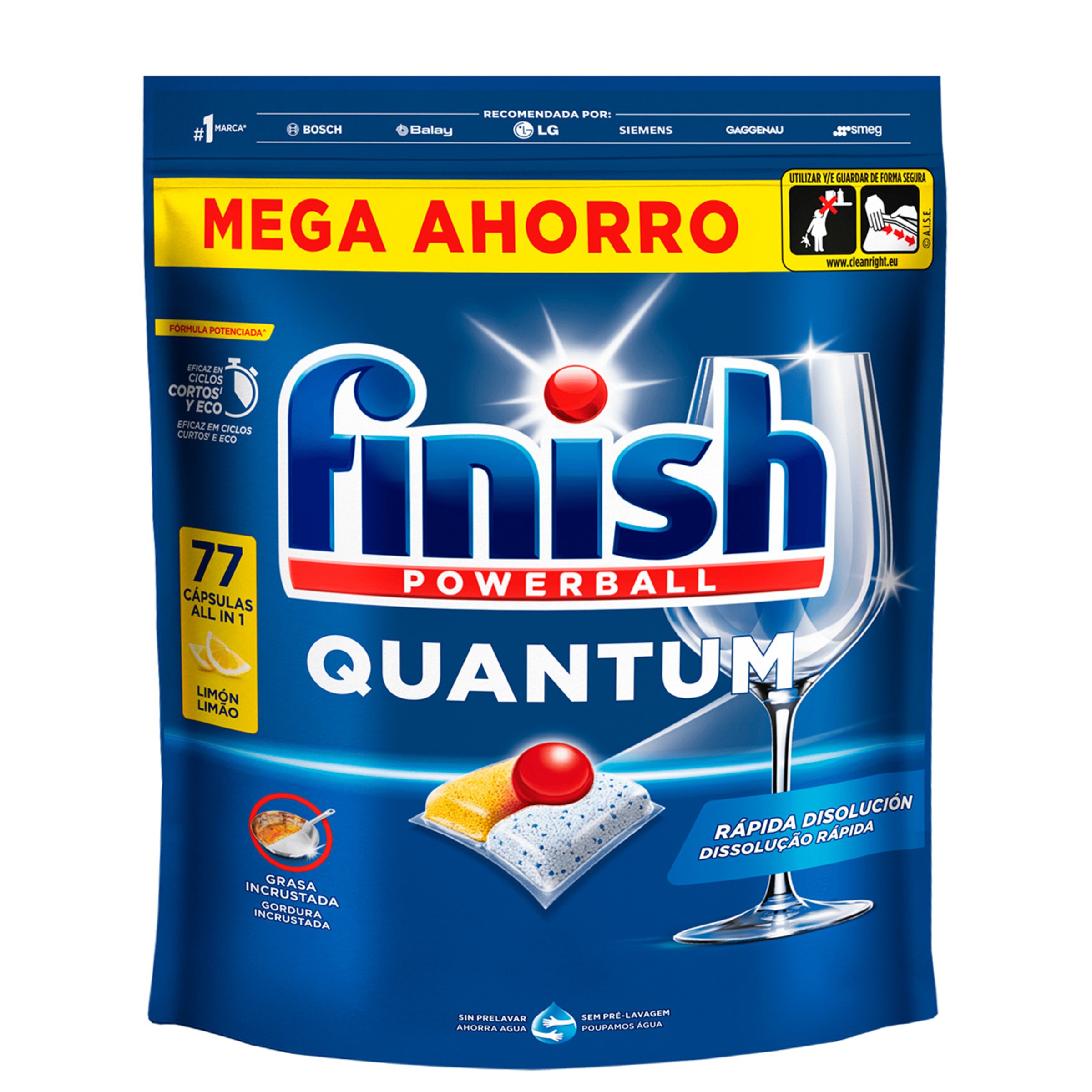 Detergente Máquina Loiça Pastilhas Quantum Limão embalagem 77 unidades