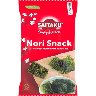 snack de alga Nori marina natural con aceite de canola sin gluten envase 10 g - Saitaku