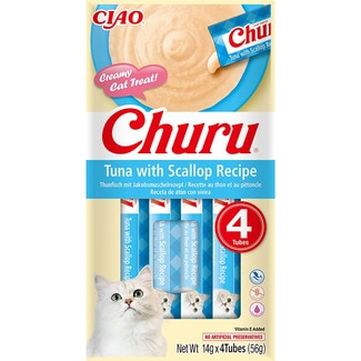 snack para gatos pollo y vieira 4 x 14 g envase 56 g - Churu