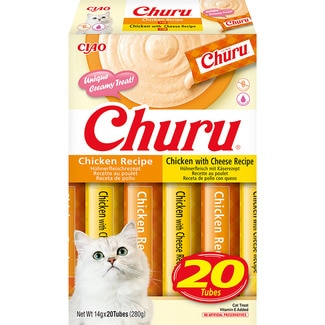 snack para gatos receta de pollo y pollo con queso 20 x 14 g envase 280 g - Churu
