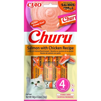 snack para gatos receta salmón y pollo 4 x 14 g envase 56 g - Churu