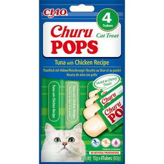 sanck para gatos Pops receta pollo y atún 4 x 15 g envase 60 g - Churu