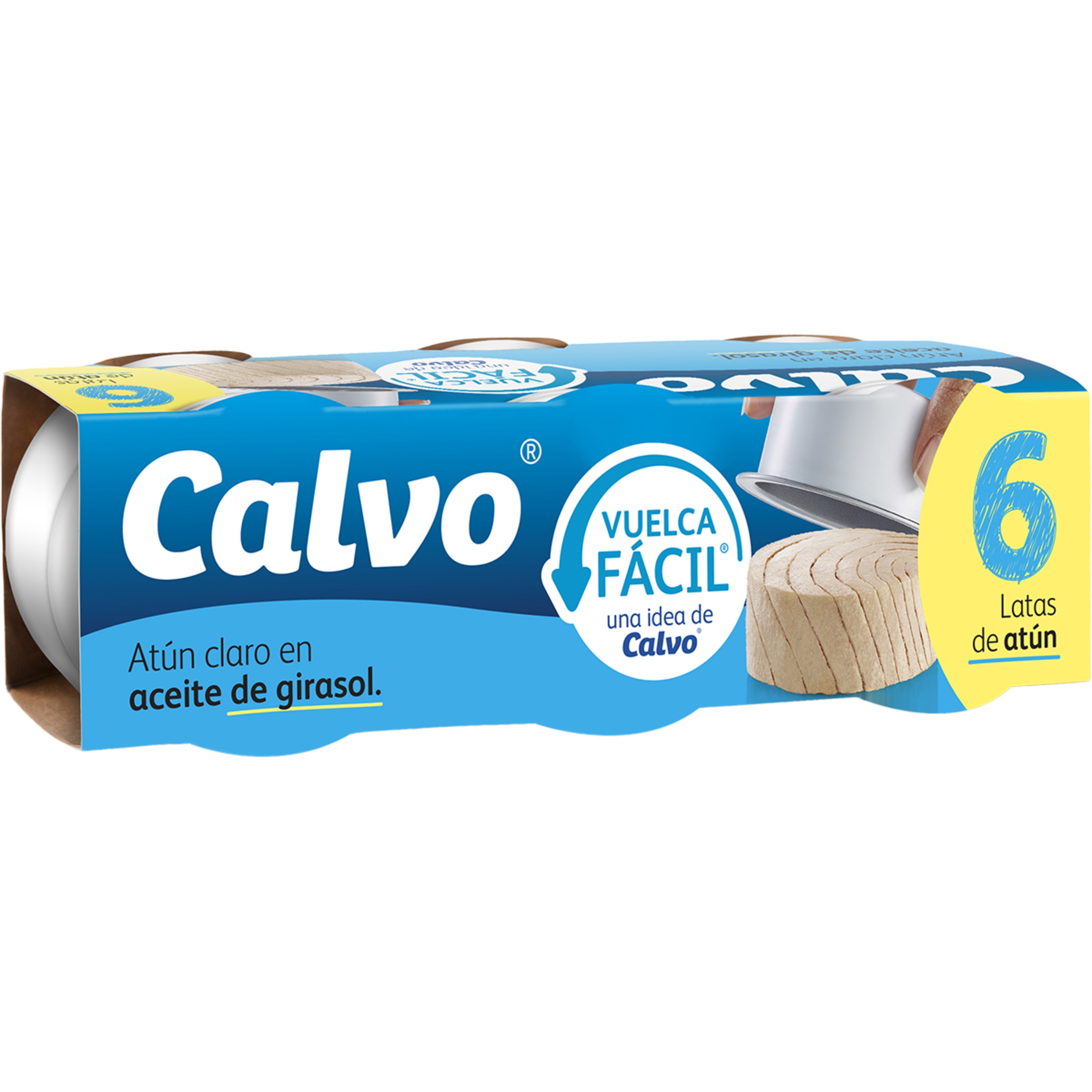 atún claro en aceite girasol vuelca fácil pack 6 latas 52 g neto escurrido
