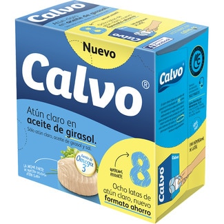atún claro en aceite de girasol formato ahorro pack 8 latas 52 g - Calvo