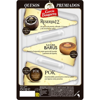 Tapa Gourmet selección de quesos Reserva 12, La Cava Barus y Pok envase 150 g elaborados con leche pasteurizada, cruda y termizada ya cortados - Garcia Baquero