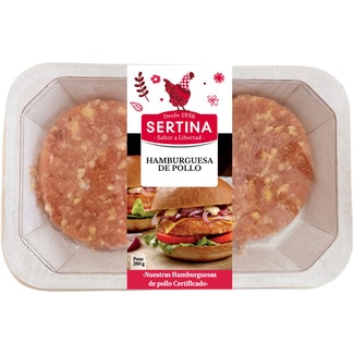 hamburguesas de pollo al natural certificado bandeja 260 g 2 unidades - Sertina