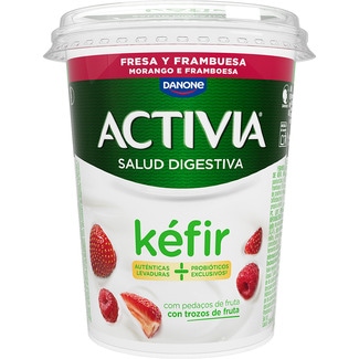 kéfir con trozos de fresa y frambuesa envase 380 g - Danone Activia