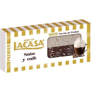 turrón de praliné de nata y café tableta 250 g - Lacasa