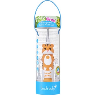 cepillo de dientes infantil electrónico sónico Brush-Baby WildOnes Tiger 0-10 años envase 1 unidad + 3 recambios - Brush Baby
