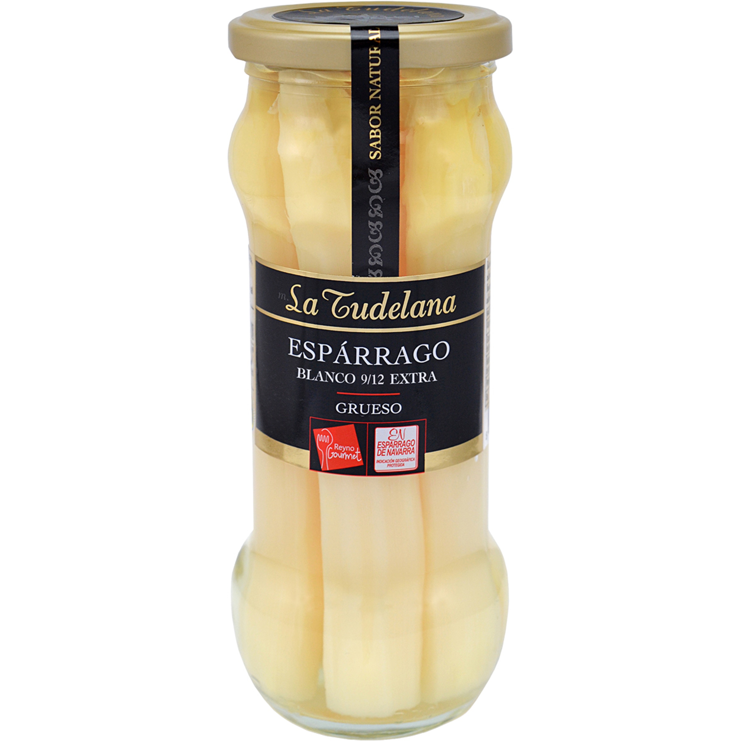 espárragos blancos extra IGP de Navarra grueso 9-12 piezas frasco 205 g neto escurrido