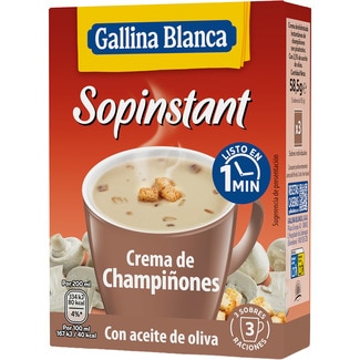 Sopinstant crema de champiñones con picatostes pack 3 sobre 57 g - Gallina Blanca