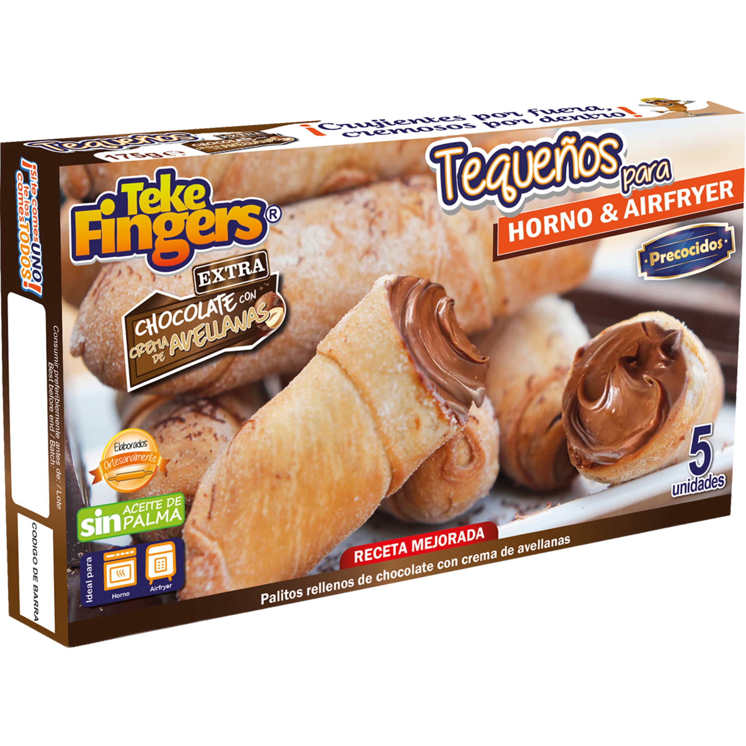 tequeños de chocolate con crema de avellanas para horno & airfryer 5 unidades caja 175 g