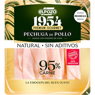 Edición 1954 Premium Gourmet pechuga de pollo asada con madera de haya natural envase sin aditivos en lonchas sin gluten sin lactosa envase 120 g - Elpozo