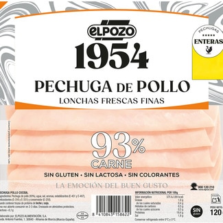 Edición 1954 pechuga de pollo lonchas finas sin gluten sin lactosa envase 120 g - Elpozo
