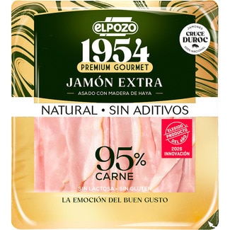 Edición 1954 Premium Gourmet jamón extra asado con madera de haya envase natural sin aditivos en lonchas sin gluten sin lactosa envase 130 g - Elpozo