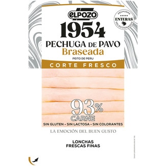 Edición 1954 Corte Fresco pechuga de pavo braseada en lonchas finas envase 120 g sin lactosa - Elpozo